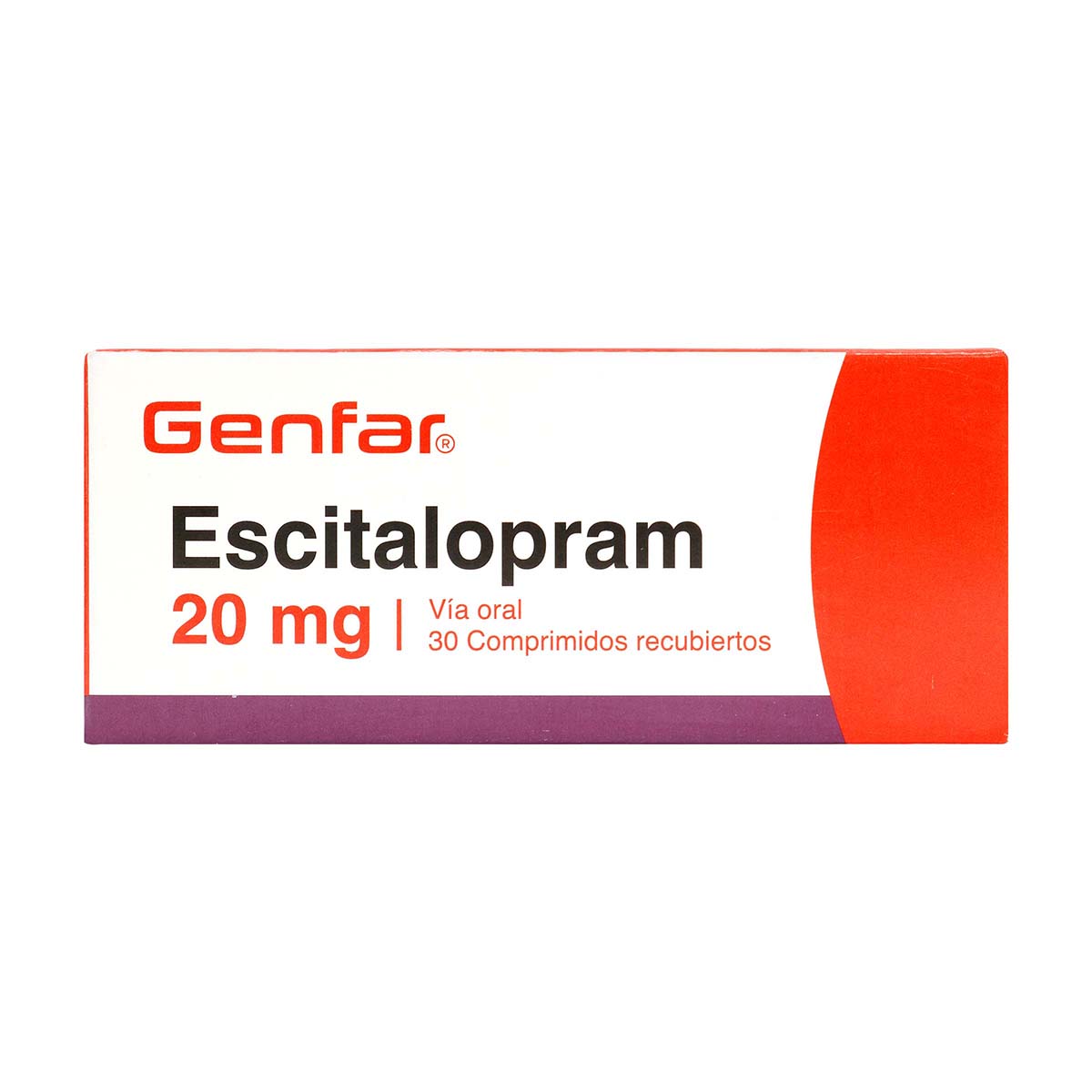 Escitalopram 20mg Genfar caja X 30 Comprimidos Recubiertos