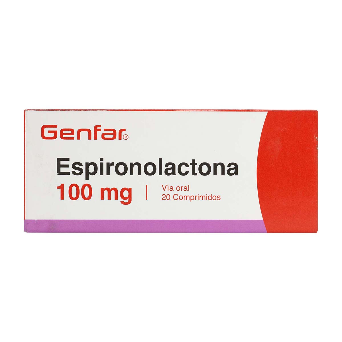 Espironolactona 100 mg Genfar caja X 20 Comprimidos