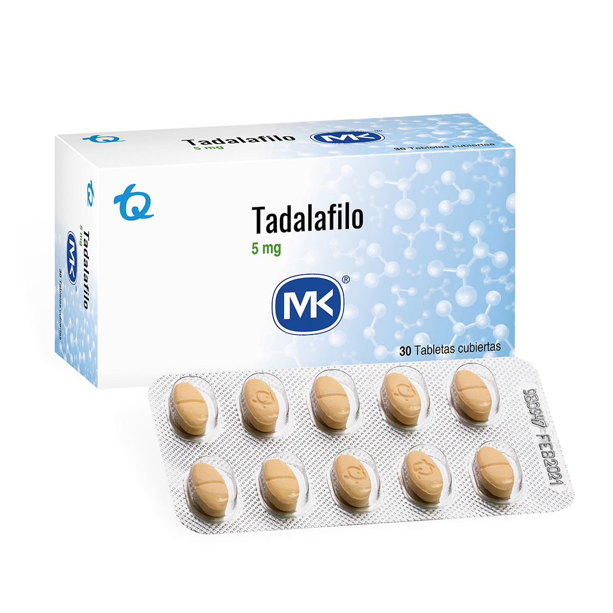 Tadalafilo 5 mg Mk caja X 30 tabletas Cubiertas