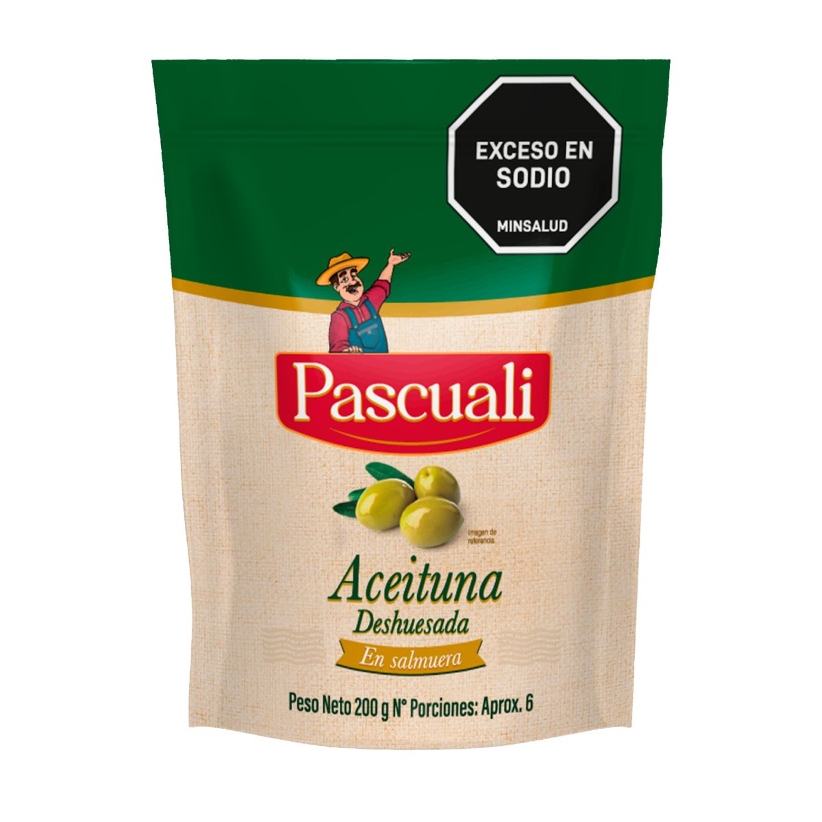 Aceituna Deshuesada en Salmuera Pascuali Bolsa x 200g