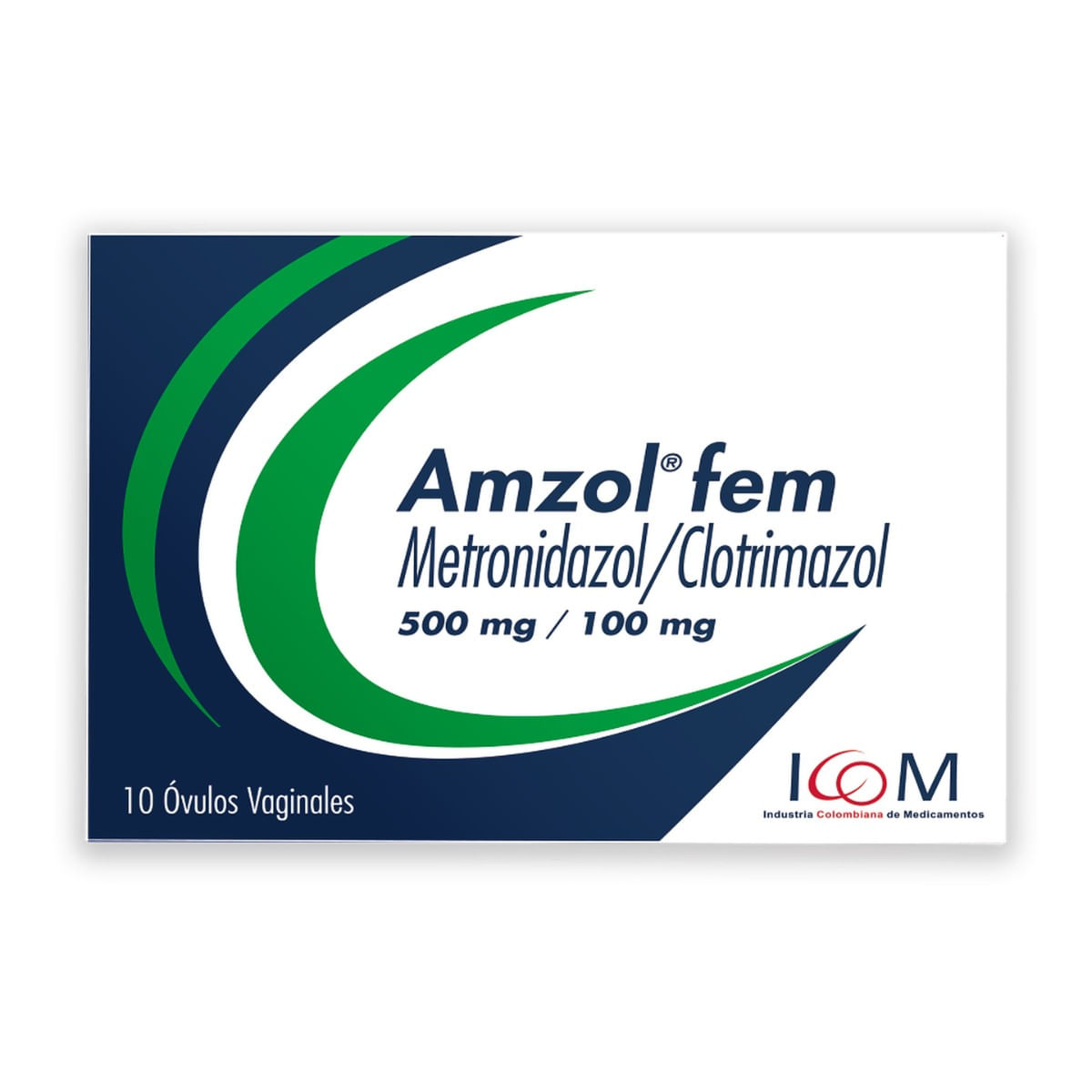 Óvulos Vaginales Amzol Fem 500 Mg/100 Mg Icom Caja x 10 Uds