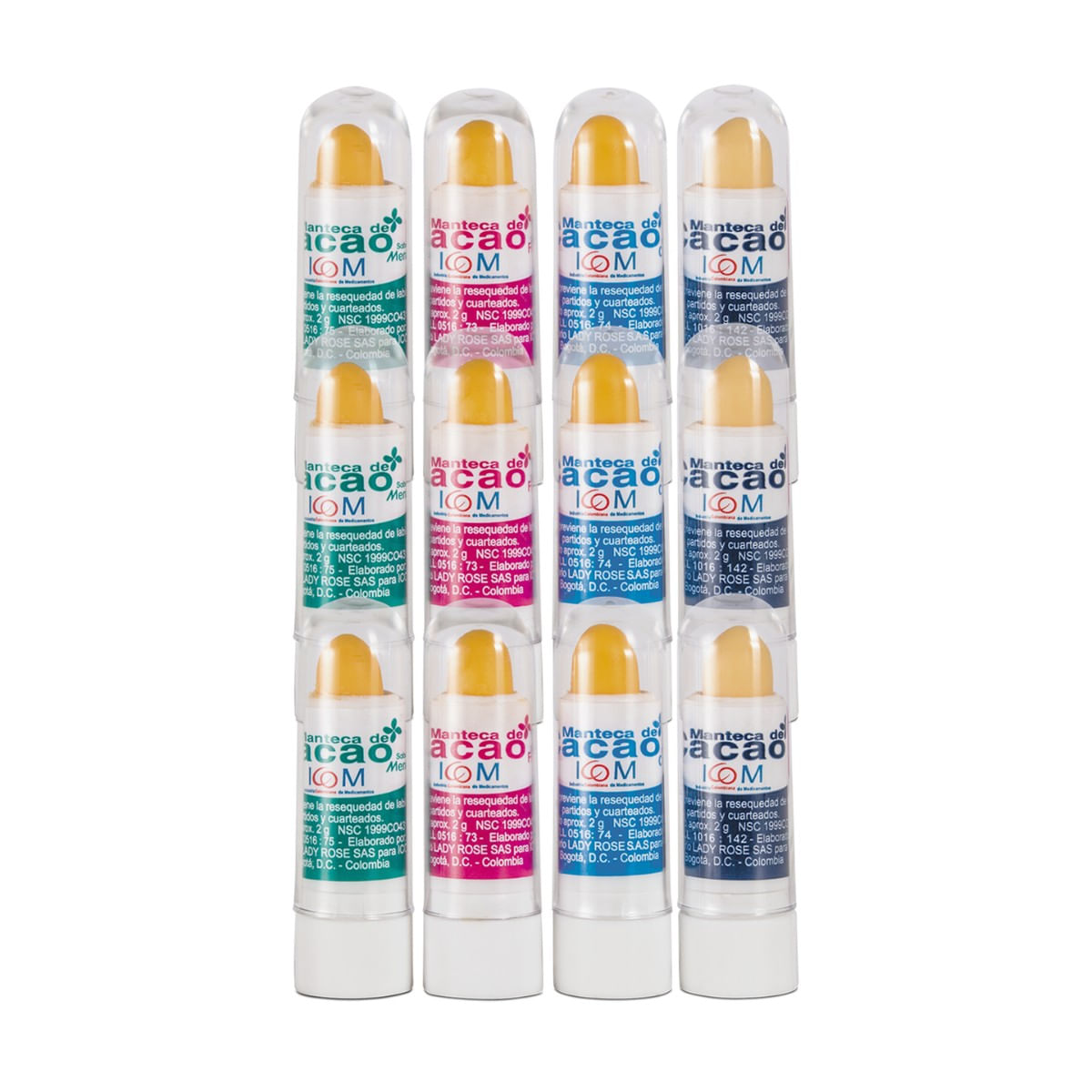 Manteca de Cacao Icom Barra Labial Surtida Empaque x 12 Uds