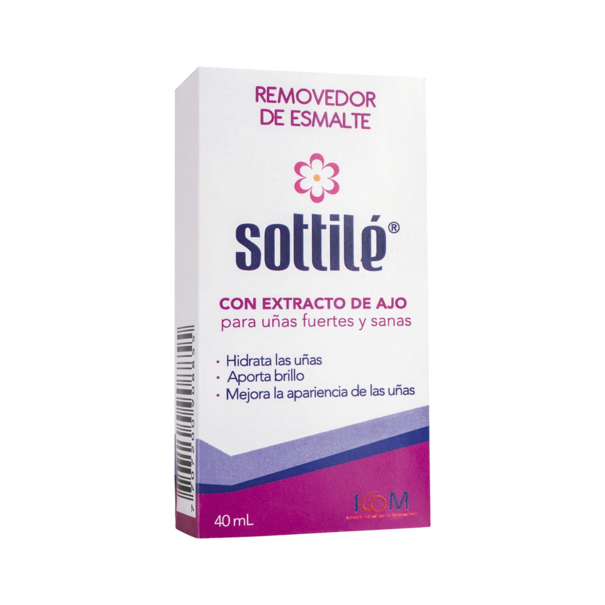 Removedor de Esmalte Icom Sottilé con Extracto de Ajo Frasco x 40 mL
