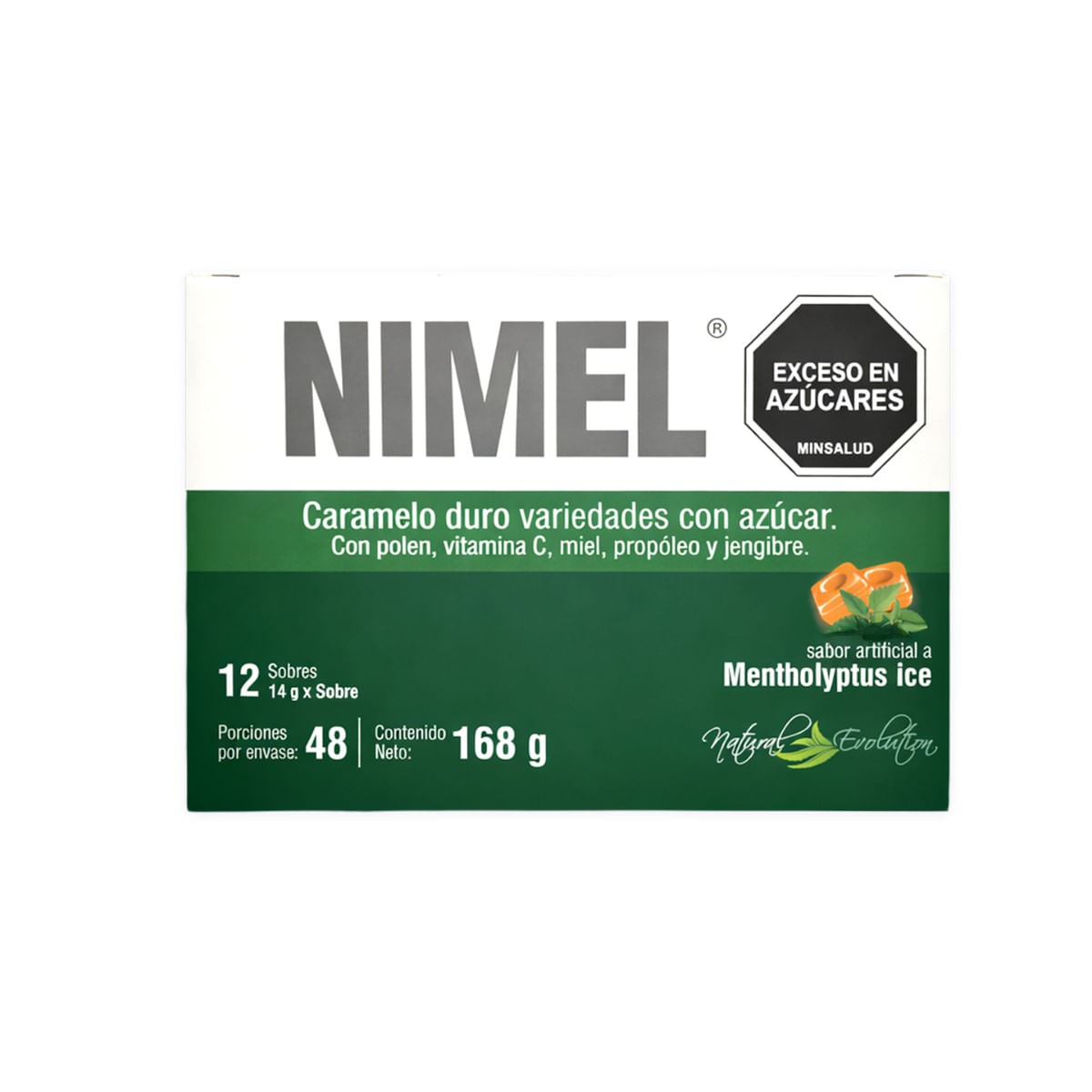 Caramelos Duros Masticables Natural Evolution Mentholyptus Ice Caja X 168 G X 12 Sobres.
