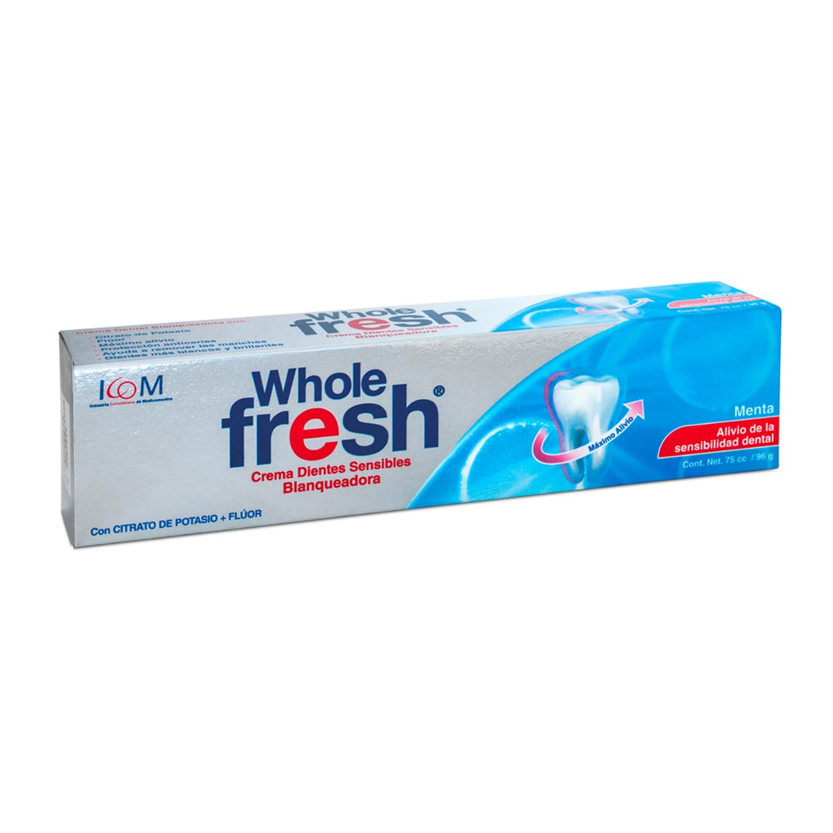 Crema Dientes Sensibles Whole Fresh Blanqueadora Menta Icom X 96 G.