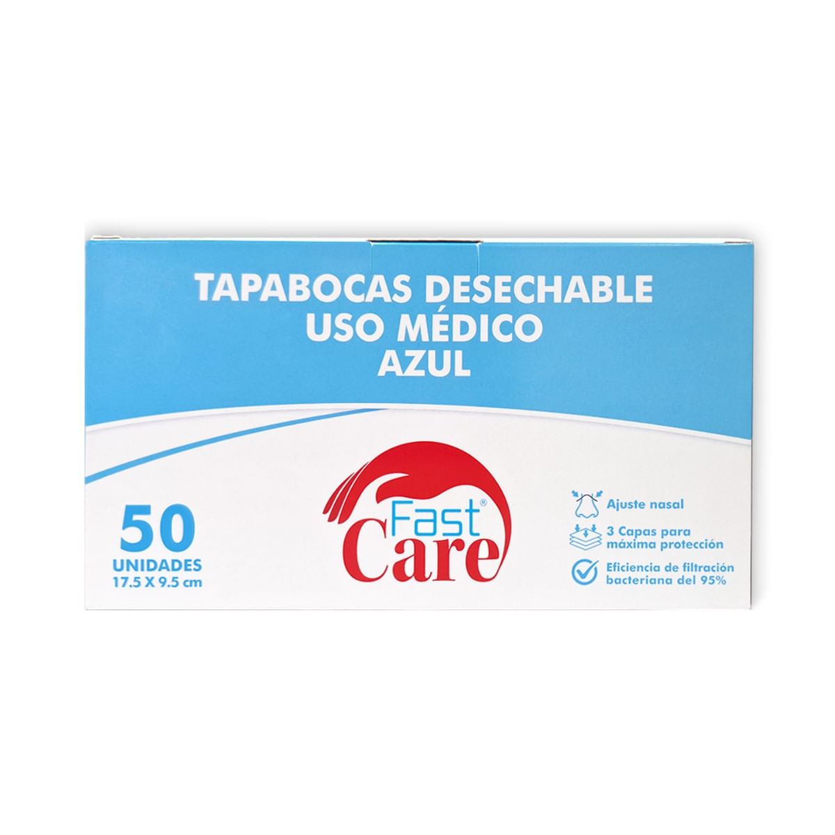 Tapabocas Azul Fast Care Caja x 50 Uds