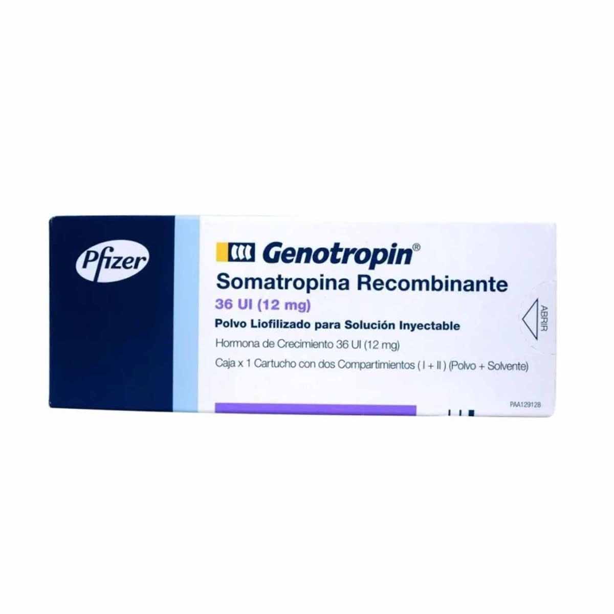 Genotropin Somatropina Recombinante 36UI Polvo y Disolvente Pfizer Caja x 1 Cartucho