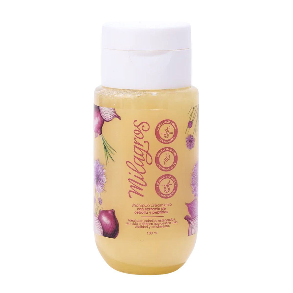 Shampoo Mini Crecimiento con Extracto de Cebolla y Péptidos Milagros Frasco x 100mL