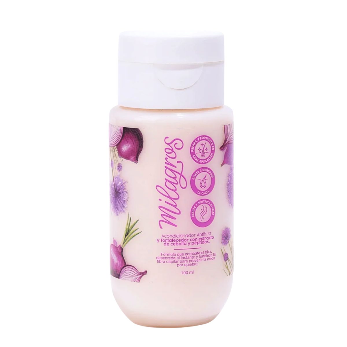 Acondicionador Mini Antifrizz y Fortalecedor con Extracto de Cebolla y Péptidos Milagros Frasco x 100mL