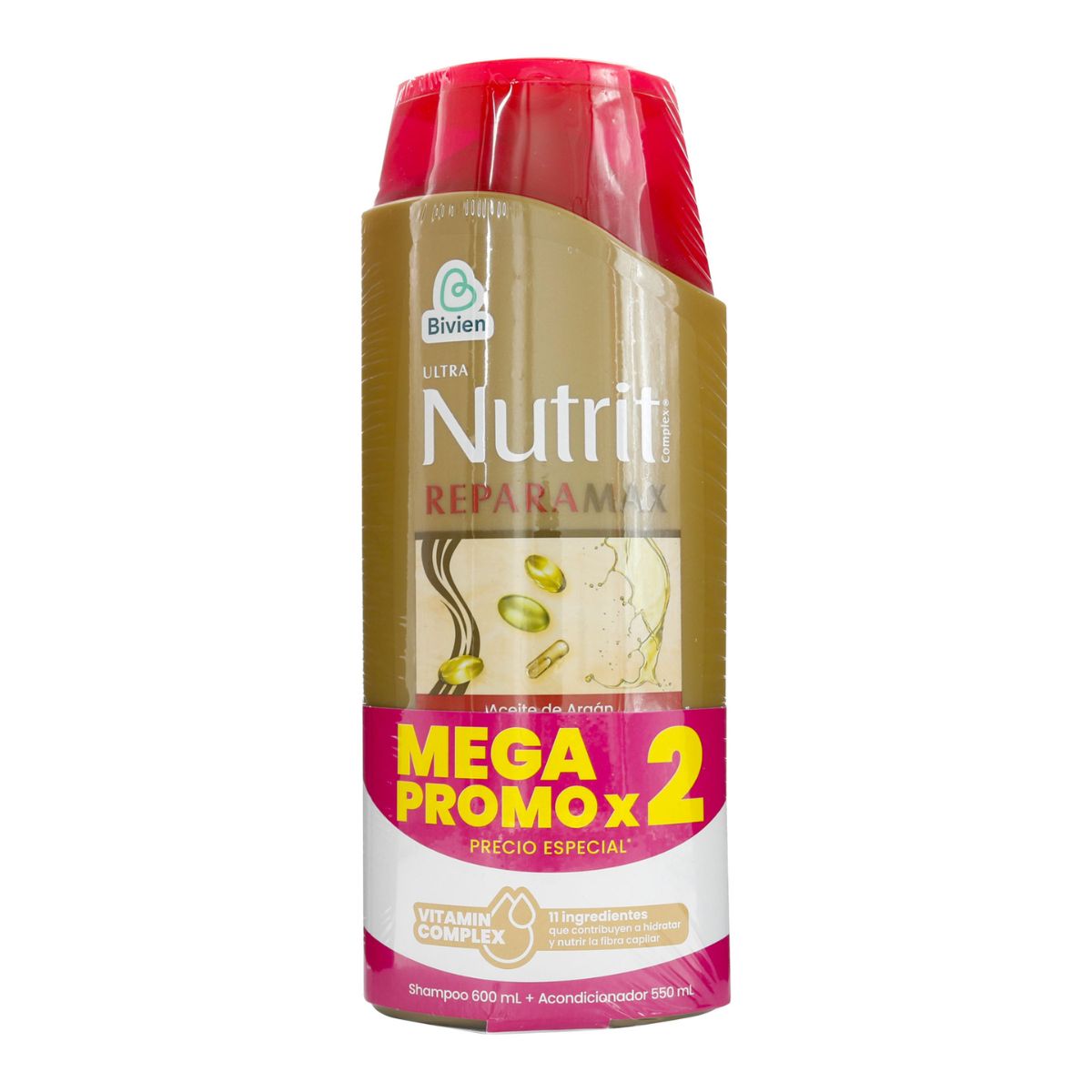 Oferta Shampoo Reparamax 600mL + Acondicionador Reparamax 550mL Nutrit Paquete x 2 Unds