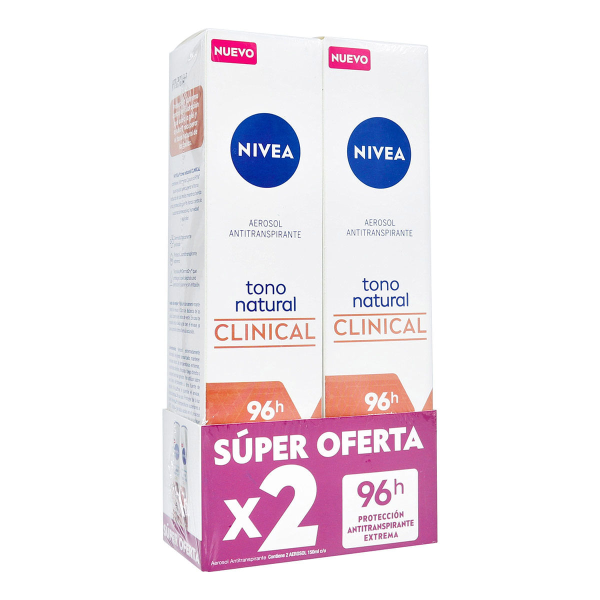 Súper Oferta Desodorante Antitranspirante Tono Natural Clinical Nivea 150mL Spray x 2 Unds