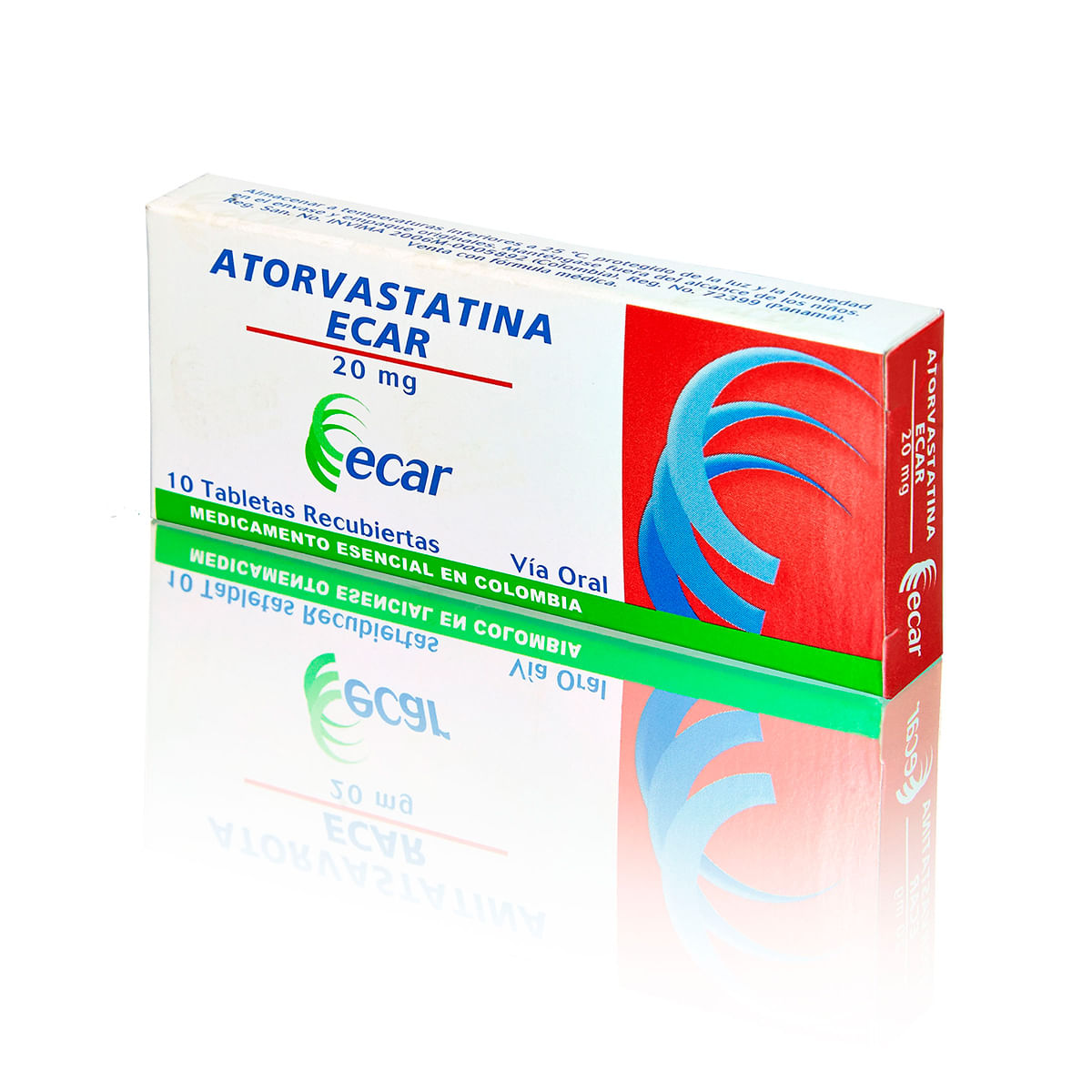 Atorvastatina 20 Mg Ecar Caja X 10 Tabletas Recubiertas.