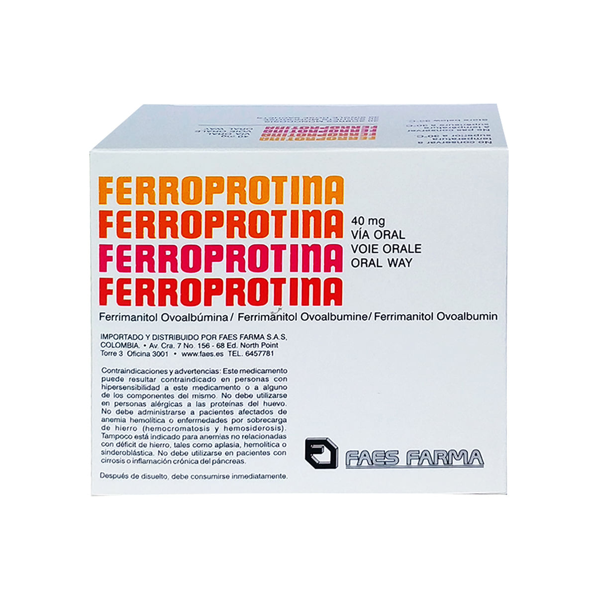 Ferroprotina 40 Mg Faes Farma Caja X 30 Sobres.