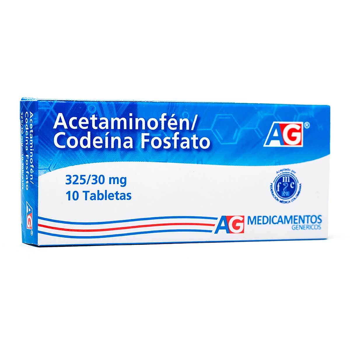 Acetaminofén/Codeína Fosfato 325/30 Mg Ag Caja X 10 Tabletas.