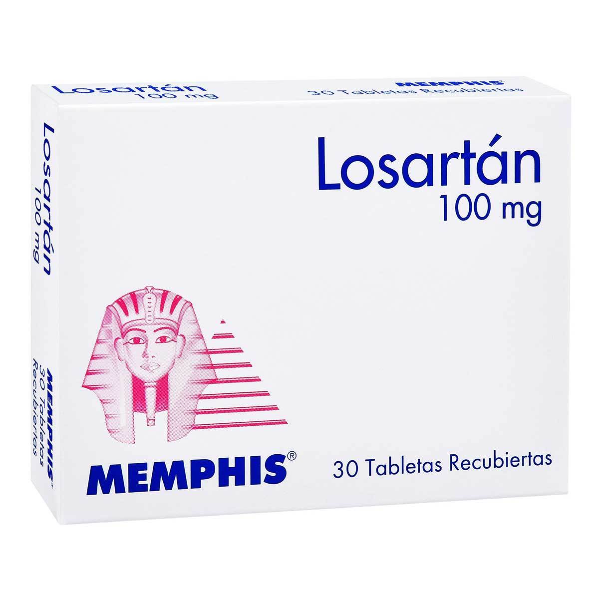 Losartán 100 Mg Memphis Caja X 30 Tabletas Recubiertas.