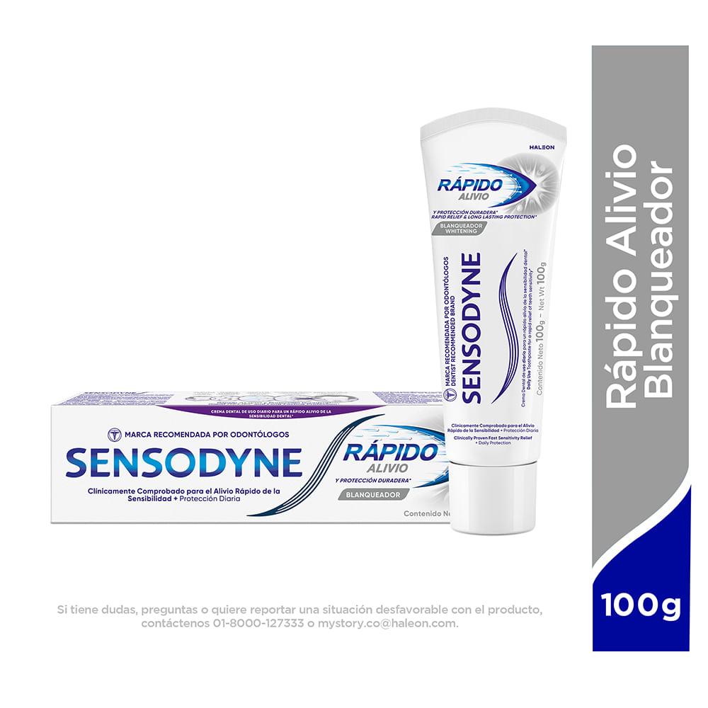 Crema Dental Sensodyne Rápido Alivio Blanqueador Caja X 100 G.