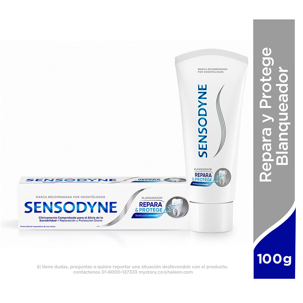 Crema Dental Sensodyne Repara Y Protege Blanqueador Caja X 100 G.