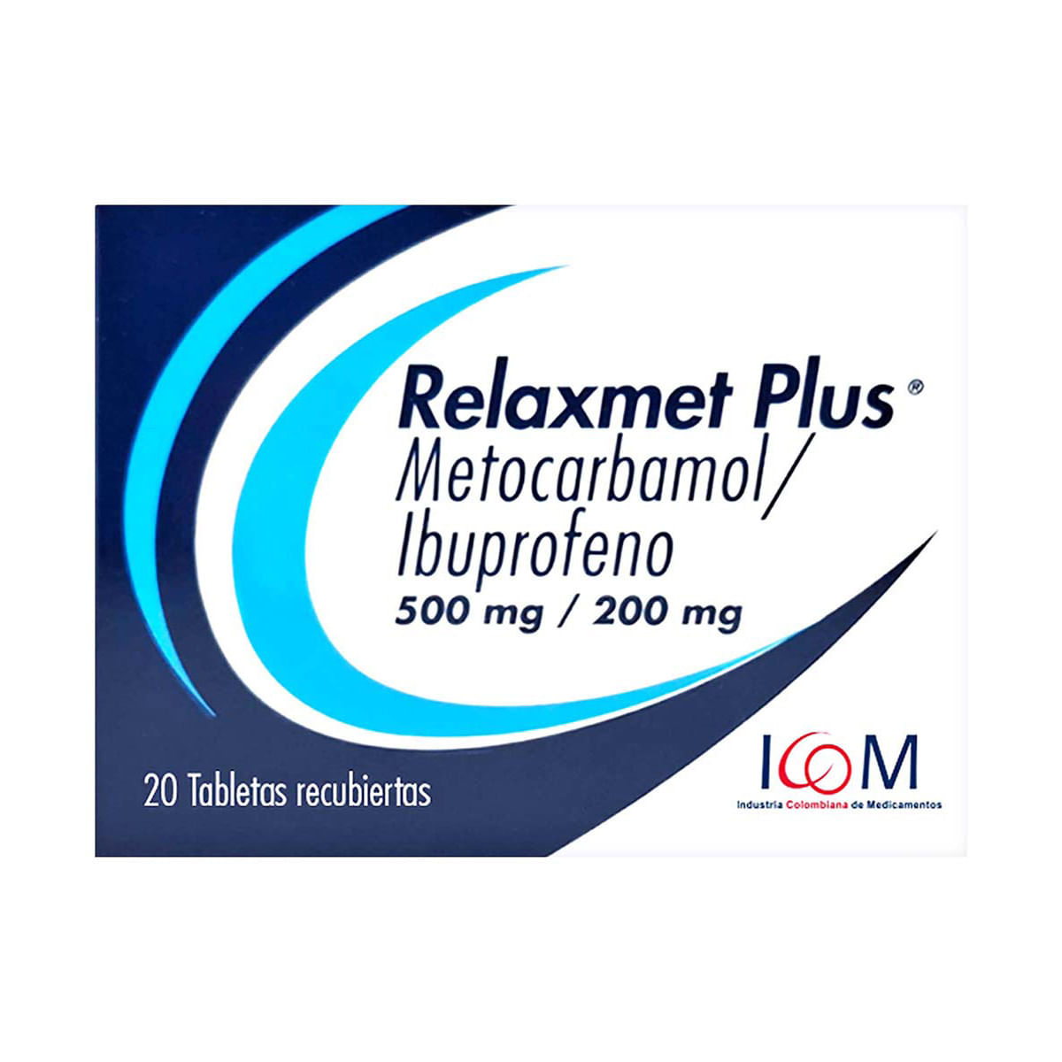 Relaxmet Plus Metacarbamol 500mg / Ibuprofeno 200mg Icom Caja x 20 Tabletas Recubiertas