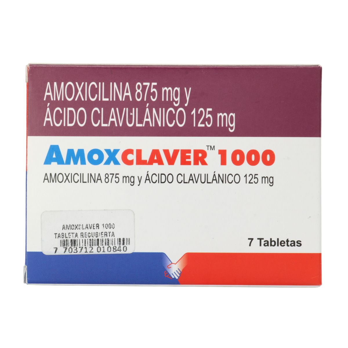 Amoxclaver 1000 Amoxicilina 875mg / Ácido Clavulánico 125mg Caja x 7 Tabletas