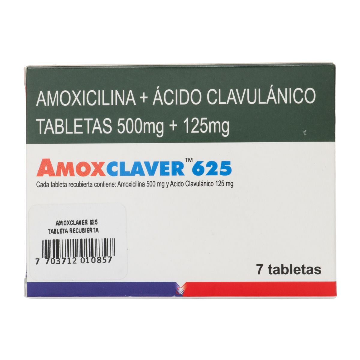 Amoxclaver 625 Amoxicilina 500mg / Ácido Clavulánico 125mg Caja x 7 Tabletas