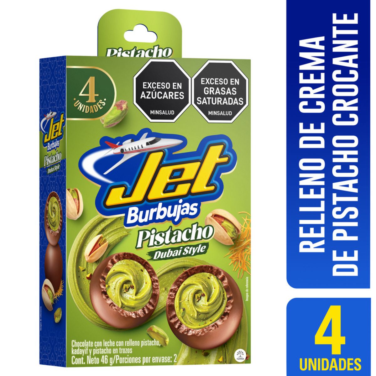 Burbujas de Pistacho Dubai Style Jet 11g Caja x 4 Unds